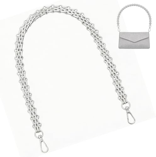 Beebeecraft Cadena Plateada para Bolso Correa de Metal de 60cm Accesorios de Repuesto con Cierres Giratorios para Bolsos DIY.