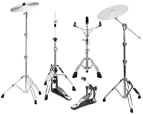 XDrum-Pro5 Hardware Pack 5-tlg (Galgenbeckenständer, gerader Beckenständer, Snare Drum-Ständer, Single Fußmaschine, Profi HiHat-Maschine)