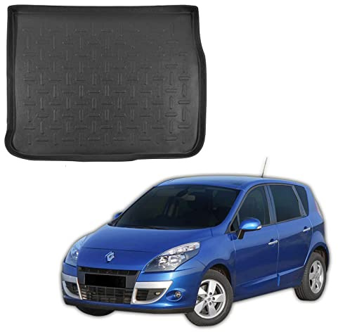 SCOUTT Tapis De Coffre sur Mesure pour Renault Scenic 2009-2016, Noir, Antidérapant, Bord Haut, Toutes Saisons