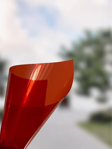 StickersLab - Pellicola Trasparente Colorata Adesiva per VETRATE in 8 Colori (Rosso, 152cm x 30cm)