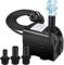 IceMoon 25W 320GPH Submersible Water Pump,1200L/H Ultra-Quiet 6.56ft High Lift Fountain Water Pump,With 4.9Ft/1.5M Power Cord and 3 Nozzles for Aquarium,Pond,Fish Tank,Statuary Water Pump Hydroponics