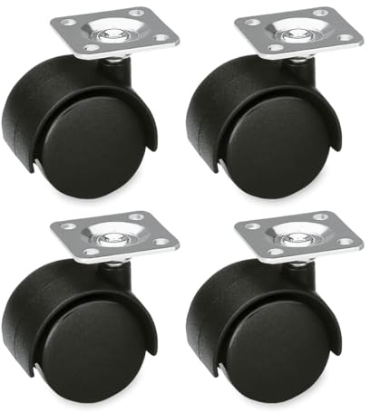 Amig - 4-pack möbelhjul - Ø 50 mm - Maximal belastning per hjul 50 kg - Stålplåt - Tillverkad av nylon - Ingen broms - Perfekt för kontorsstolar och förflyttning av tunga möbler