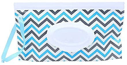 Feuchttücher Tasche für Babys Feuchttücherbox unterwegs，Wiederverwendbar Wet Wipe Tasche Feuchttücher Behälter für Unterwegs, Zuhause, Büro (Blau)