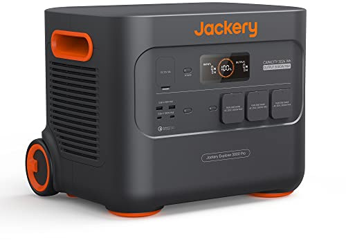 Jackery Explorer 3000 Pro Station Électrique Portable 3024Wh, Sortie Max 3000W avec 3 Prises CA & 2 PD Ports USB-C, Charge Complète 1.8h, Générateur Solaire pour Voyage Extérieur & Urgence Domestique