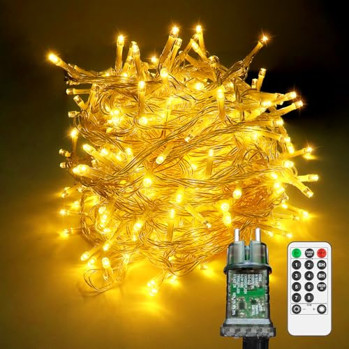 fullarrive Lichterkette Außen Innen - 25M 200LED Lichterkette Innen mit Stecker und Fernbedienung, IP44 Wasserdicht Lichterkette für Innen Außen Weihnachtsdekorationen, Zimmer, Party