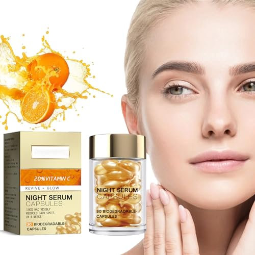Serum Vitamine C Visage, Sérum De Vitamine C Anti-Âge, Sérum Antioxydant Pour Le Visage, Vitamin C Capsules Pour Le Visage Pour Raffermir La Peau Et Réduire Les Ridules (30pcs)