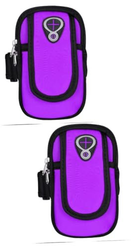 jojofuny 2St fittnessband Gym Armband Jogging zubehör Handy-ständer Cellphone Holder Sports accesoories Handy Holder 6 Sportarmband draussen Armbinde Handgelenktasche Fitness Violett