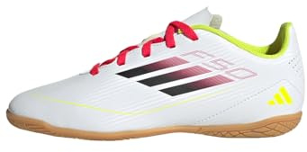 adidas Unisex – Barn F50 CLUB Football boots Indoor Kids, ftwr white/core black/solar yellow, 37 1/3 EU
