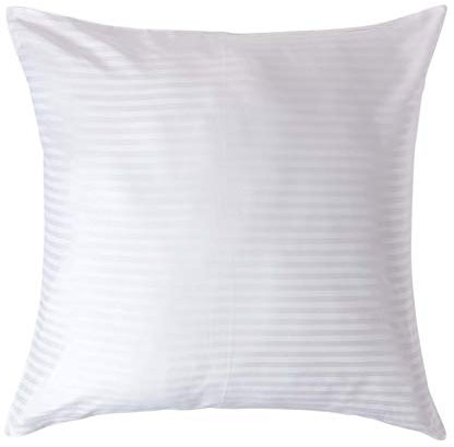 HOMESCAPES 2er-Set Damast Kissenbezug 80x80 cm weiß mit Satin-Streifen & Reißverschluss, 100% ägyptische Baumwolle, Fadendichte 330