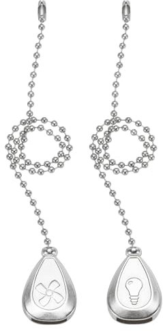 PATIKIL Set Prolunghe Catena Ventilatore Soffitto da 13, 2pz Catene Decorative Metallo Lampadina Decorativa e Cavo per Ventilatore per Lampade Soffitto, Argento (Forma Goccia)