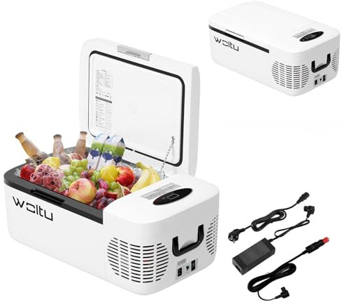 WOLTU Kompressor Kühlbox 12L Auto elektrische gefrierbox 12V 230V, tragbare Kühlschrank mit Gefrierfach leiser Kühlung bis -20 °C für Auto LKW Boot Reisemobil Camping, mit Adapter für Kühlbox
