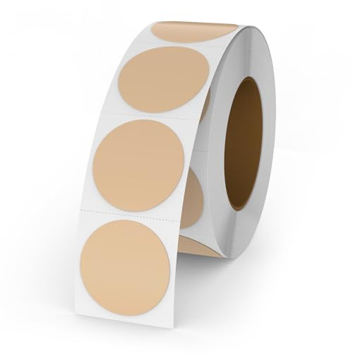 YIKIADA Etiquetas Térmicas Redondas Autoadhesivas 25 mm Caqui Pegatina Circular Impermeable Removible Imprimible por Oficina QR Inventario 500 Piezas por Rollo