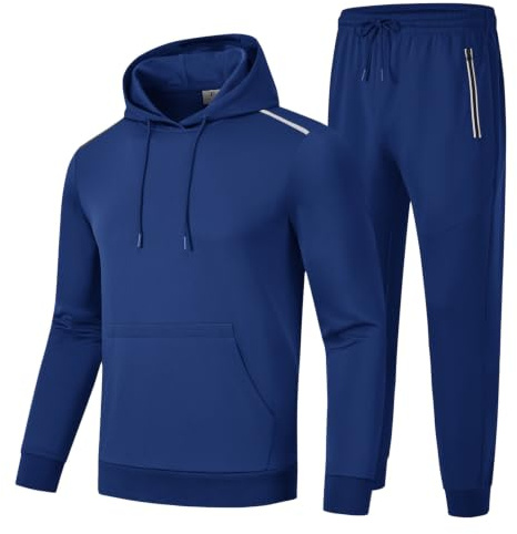 donhobo Trainingsanzug Herren 2 Teiler Jogginganzug Hausanzug, Blau, L