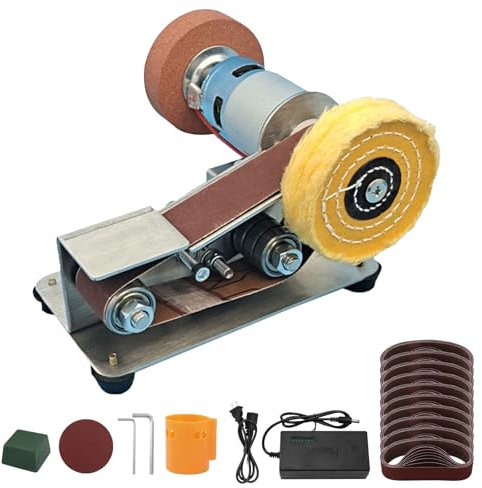 Lijadora De Banda EléCtrica, Afilador De Cuchillos De áNgulo Fijo De 15 Grados Lijadora De Banda Pulidora Ajustable, MáQuina De Pulir Y Lijar De Banda MultifuncióN Para Metal Y CarpinteríA