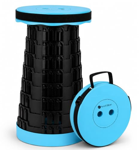 Event Decor Shop Telescopic Foldable Camping Stool 440lbs - Blue | Adjustable Seat, 200kg Max Load Collapsible Retractable Plastic Stool For Indoor And Outdoor Events & Activities