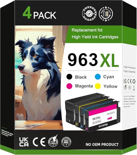 963xl Multipack Patronen Kompatibel für hp 963 963XL druckerpatronen für hp Officejet Pro 9010 9012 9013 9014 9015 9016 9018 9019 9020 9022 9023 9025 9026 (‎‎‎‎‎‎‎963xl, 4er-Pack)