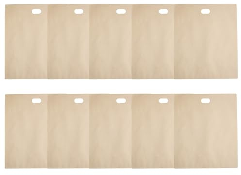 Lot de 10 grands sacs à grille-pain réutilisables pour sandwichs, pizzas et collations, en fibre de verre avec revêtement en PTFE, résistants à la chaleur, pour la maison, l'école et le bureau