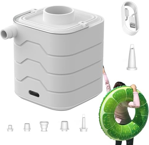 Pompe À Air pour Matelas Gonflable - Outil de Déflation avec 6 Buses - Gonfleur à Remplissage Rapide | pour Coussins Matelas Bateaux Bouées Canapé Flotteurs de Piscine et Literie d'Extérieur