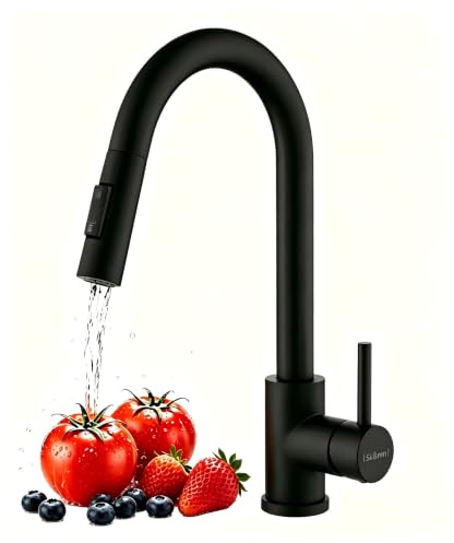 Grifo De Cocina Negro,Grifo De Cocina De Alta PresióN Con Ducha ExtraíBle,Grifo Extensible De Cocina Giratorio 360°,Dos Funciones De PulverizacióN,Grifo Mezclador De Acero Inoxidable