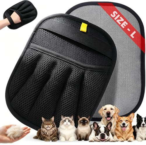 Pet Hair Remover Glove for Dogs and Cats, Reusable Electrostatic Removal Glove Dual-Sided Grooming Gloves, Washable Hair Removal Tool for Furniture, Couch, Car Seats, Clothing, Carpet (XL)