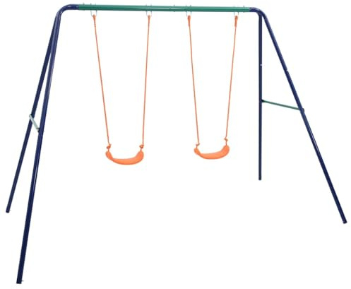 LoogCape Balançoire avec 2 sièges en acier pour enfants dans le jardin, appareil de jeu résistant aux intempéries avec structure robuste, sièges ergonomiques, convient aux enfants à partir de 3 ans