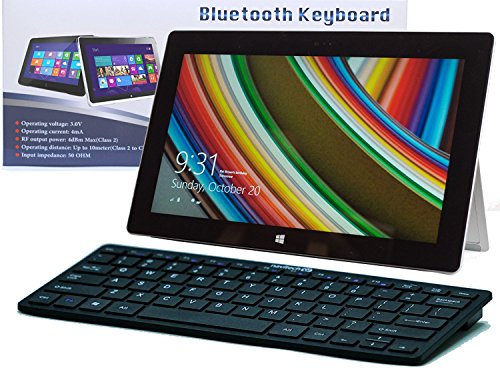 Navitech svart smalt trådlöst Windows Bluetooth-tangentbord kompatibelt med AnTeck 10 tum 3G Phablet Quad Core