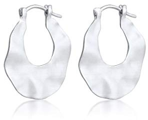 Elli Creolen Silber 925 Damen Ohrringe für Frauen Kreolen Oval Gehämmert Strukturiert Matt Durchmesser 14-33mm 0302732318