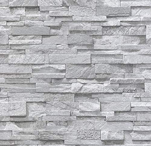 3D Grey Granite Slate Stone Wallpaper Sandstone Brick Effect Rustic Textured