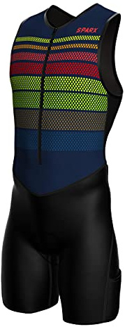 Sparx Sports Mens Premium Triathlon Suit Padded Triathlon Tri Suit Race Suit Swim Bike Run (Medium, Colorful Dots), X-Large