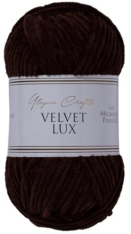 Utopia Crafts Velvet Lux Chenille Yarn 100g (Dark Brown)