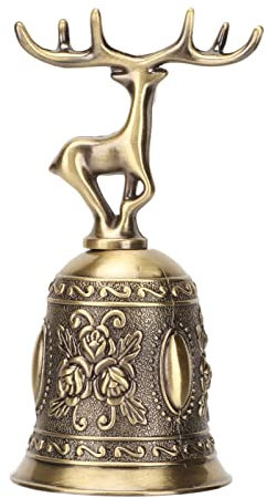 Cloche à Main en Forme de Cerf en Métal, procédé de Placage Vintage Finition Polie Antirouille Cloche à Main en Métal Cloche de Mariage pour L'ouverture du Dîner Table à Manger (Bronze)