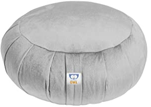 Sensory Owl Meditationskissen Yoga Kissen Zafu Samt Buchweizen Rund Silber