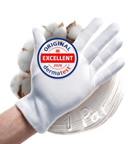 Guantes de algodón blanco, guantes hidratantes, guantes de hilo hechos de 100% algodón para su protección cuando tenga la piel seca, 1 par M