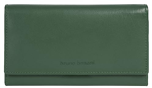 bruno banani große Geldbörse im Querformat Echt Leder Damen RFID-Schutz, Kompaktes Design, Funktional, Clever konzipiert grün 021829