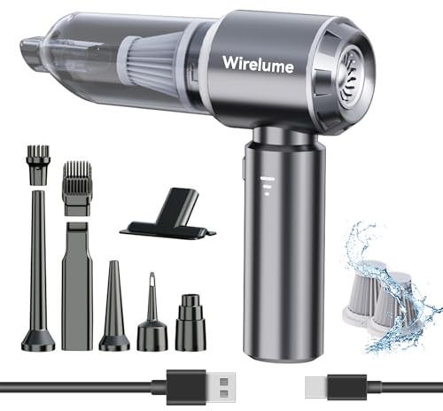 Wirelume Aspirador de Mano para Coche inalámbrica Potente 22000 Pa succión ciclónica Fuerte Motor Mini pequeña de Mesa sin escobillas portátil Recargable Ligera para Pelo de Mascotas, vehículo, hogar