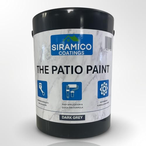 SIRAMICO COATINGS THE PATIO PAINT | 5 Litre - Mid Grey | Superior Patio Paint with Professional Finish for Use on Patios, Walkways, Walls | Non-Toxic, UV Resistant with Easy Application