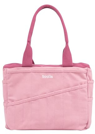 Soolla Studio Art Supply Storage Organizer & Pottery Tool Tote: Washable Craft Bag, Knitting Yarn Storage, Crochet Project Carrier, 30 Pockets, 15+ Canvas Colors, Artist Tote for Adults (Desert Rose)