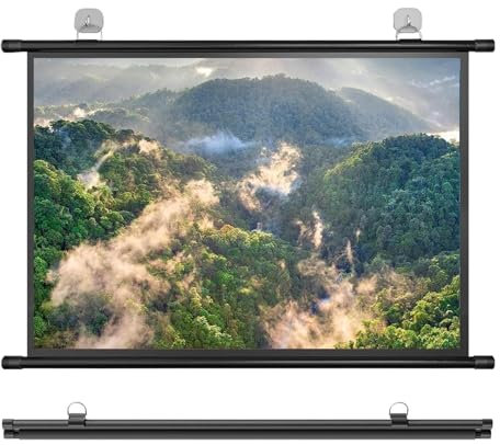 SXKJQER Projector Screen Indoor Outdoor Portable Projection Movies Screens Manual Roll-Up Projection Screen 4:3, 16:9 HD Wall And Ceiling Projection Screen For Home, Party, Office(4:3,60)