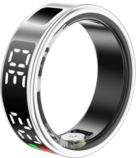Smart Ring for Smart Ring for Women Men w/Sleep Heart Rate Oxygen Monitor Waterproof Fitness Tracker Pedometer Calories Step Counter Bluetooth Health Ring, Silver #10