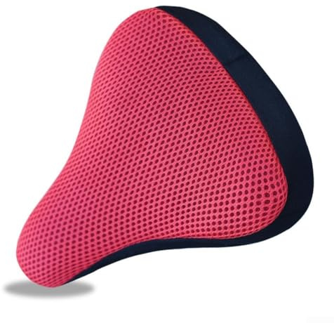 QuivyLivy Comfort Bicycle Saddle Cover with 3D Breathable Mesh Fabric for Enhanced Riding Support, 20 x 23 cm, Compatible with Most Bike Seat Models(red)