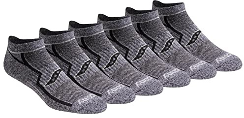Saucony Men's Multi-Pack Bolt Performance Comfort Fit No-Show Socks, Grey Black (6 Pairs), Shoe Size: 8-12