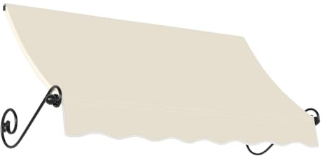 AWNTECH 10.375 Ft Charleston Scrolled Arm Style Door/Window Awning Fixed Outdoor Canopy 124.5 Inch W x 36 Inch H x 36 Inch Proj, Linen