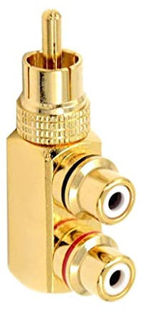 Alnicov Adattatore sdoppiatore RCA a 90 Gradi ad Angolo retto RCA Maschio a 2 Jack Femmina RCA Audio Video Sdoppiatore a Y Adattatori TV AV Connettore in Metallo (Confezione da 2)