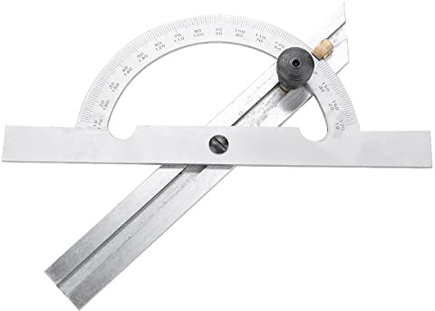 Goniometro angolare per ingranaggi, goniometro in acciaio al carbonio 180 gradi, Goniometro angolare Goniometro, righello per misurazione di disegno (200 x 400 mm)