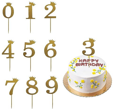 10 Pcs Gâteau Topper Décoration Numéros 0-9, Cupcake Toppers Or, Décorations de Gâteau D'anniversaire avec Chiffres, Gâteau Personnalisé Décorations pour Mariage Anniversaire Fête Célébration