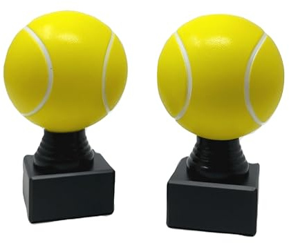 Generico Coppia Trofei Padel Tennis con Pallina in ABS e Base in Marmo (Altezza 13cm)