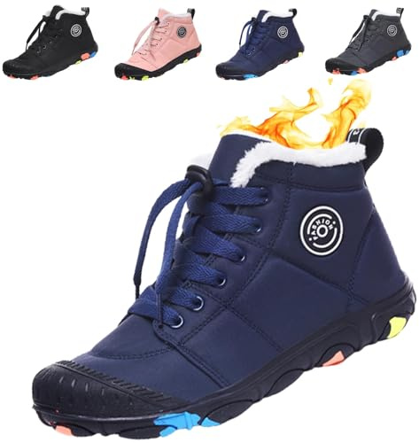 Akayoo Winter Barefoot Shoes, Barefoot Shoes Kids Winter Waterproof, Winter Warm Hiking Boots, Running Barefoot Shoes Waterproof Non-Slip Breathable for Trekking Climbing