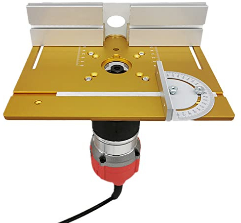 Gecheer träbearbetningsbänkar, set med 3 fräsbord inläggsplattor fräsbord för överfräsning, aluminiumlegering, träfräsar, flip-bräda, skärmaskin, graveringshjälpverktyg