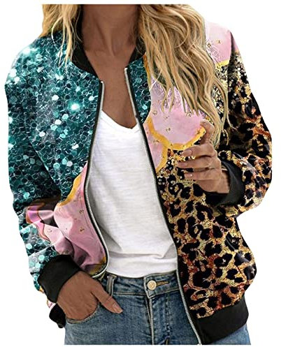 DondPO Schwarze Jacke Damen Reißverschluss Dünn Tasche Pilotenjacke Fliegerjacke Kurz XL Langarm Bomber Jacket Damenjacke Blouson Jacke Leicht Frühling Stehkragen Sommerjacke Bomberjacke