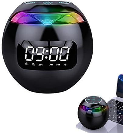 Ulsam Bluetooth Speaker & Alarm Clock 2-in-1, Portable Wireless Speaker, Radio Alarm Clock, Digital Display Clock, Smart Digital Sensor Clock, Bluetooth 5.0 Chip, USB Charging Port, 5W, Black